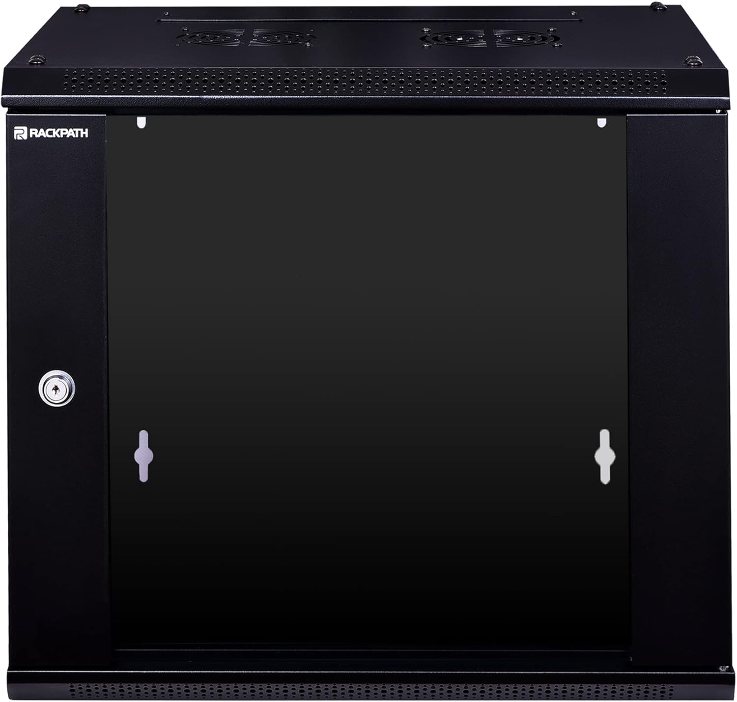 RackPath 9U Performance Wall Mount Server Cabinet Network Rack Enclosure, Quiet Cooling Fan, Locking Glass Door, Black