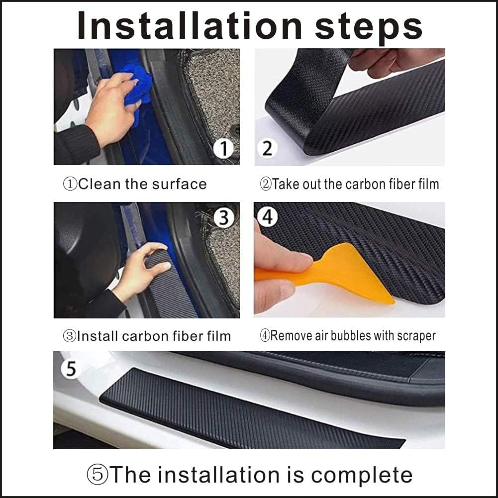 4pcs Compatible with RAV4 Door Entry Guard Decal Sticker Carbon Fiber Front/Rear Scuff Plate Guard,RAV4 Door Sill Decoration,Door Sill Protector