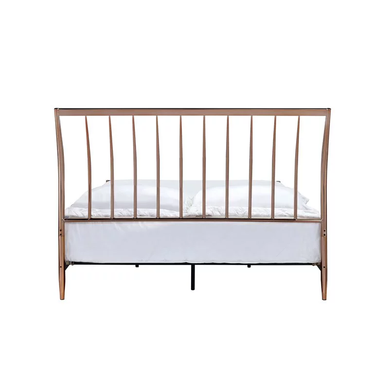 Bowery Hill Contemporary Queen Metal Frame Sleigh Bed in Copper and Rose Gold
