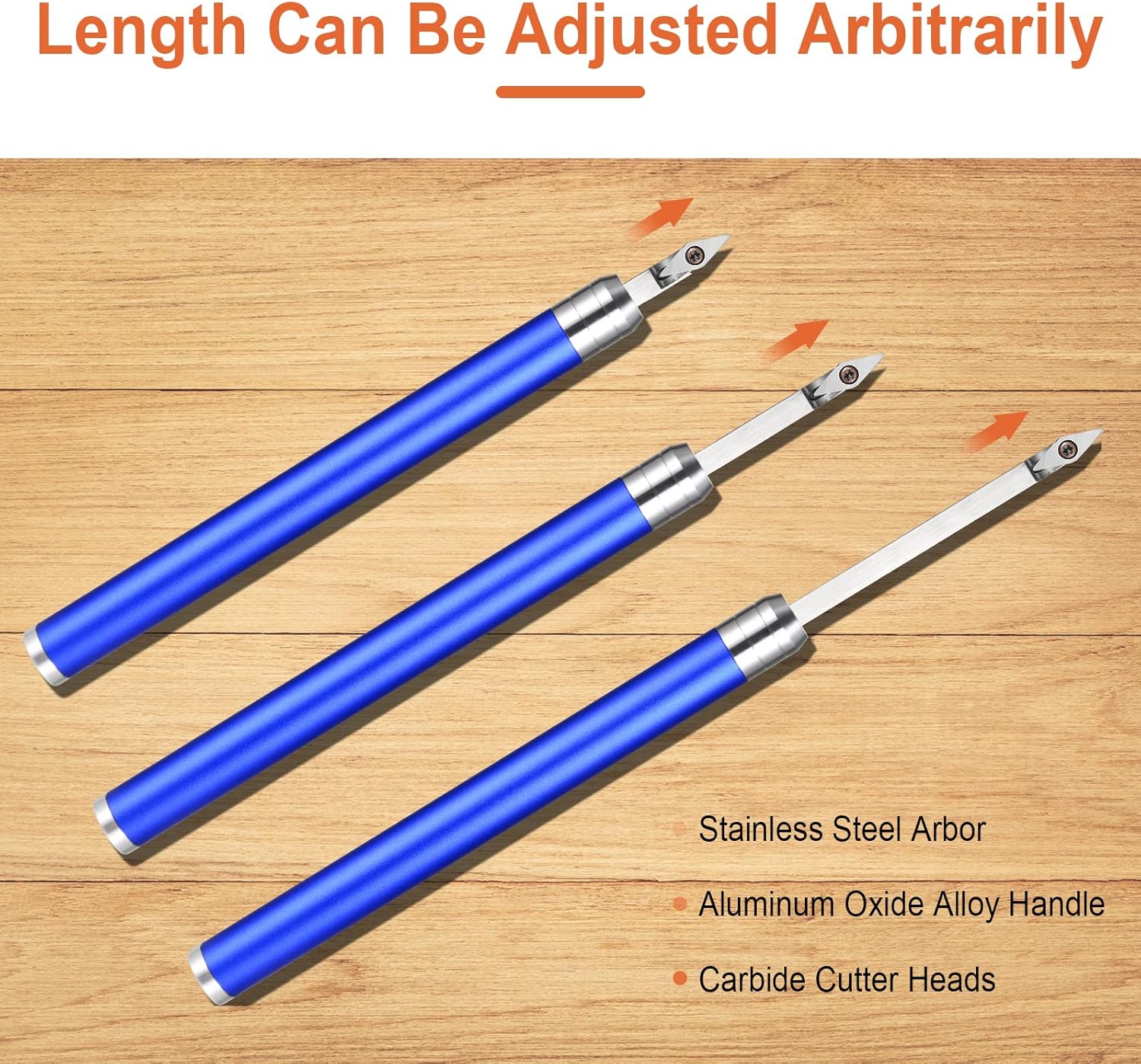 8 in 1 Carbide Turning Tools BITOWAT Wood Lathe Accessories Tipped Woodturning Set with 4 Replaceable Cutter Heads, Aluminum Case, Rougher, Finisher