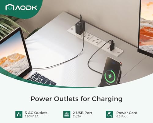 AODK L Shaped Gaming Desk with 4 Drawers, 61" Reversible Home Office Desks with Power Outlets