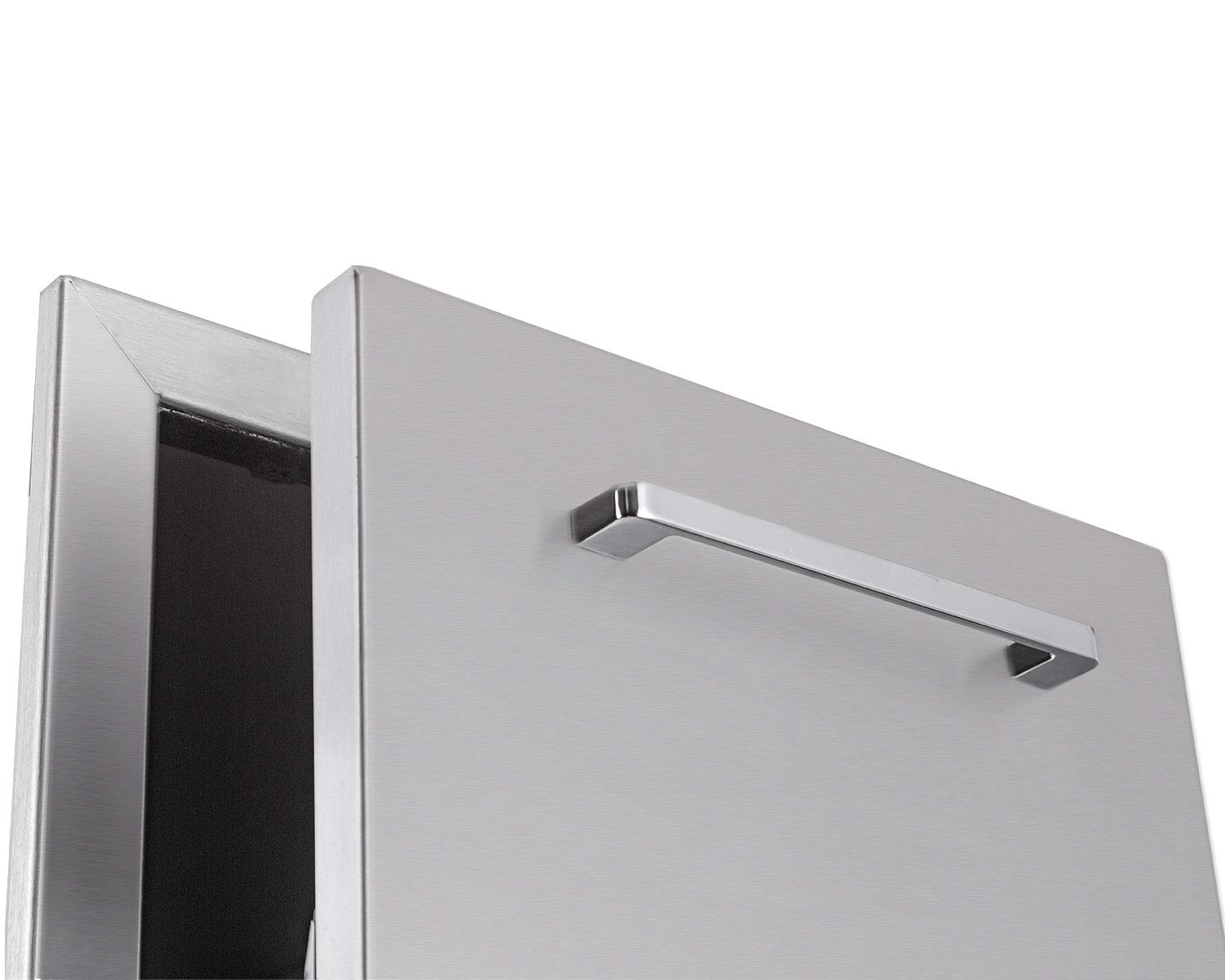 Pull-Out Double Trash Drawer Stainless Steel Outdoor Kitchen Trash Drawer Storage for Two 10 Gallon Commercial Wastebaskets