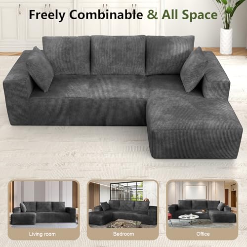 108" Modular Sectional Sofa with L-Shape Chaise, Upholstered Couches for Living Room with Deep Seat, No Assembly Required