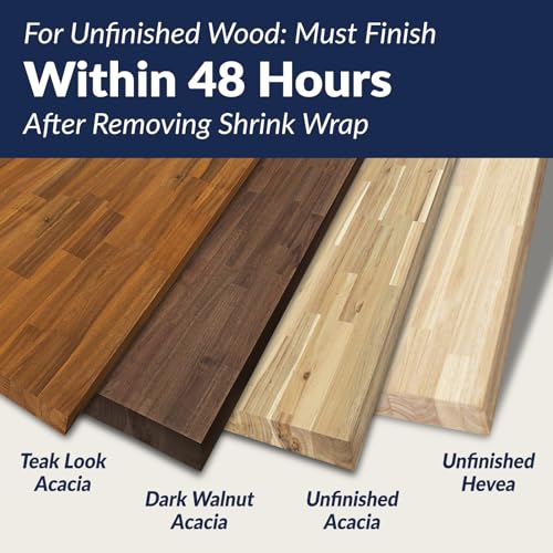 4ft L x 30in Acacia Butcher Block Table Top, Desktop, Unfinished Solid Wood Butcher Block Countertop for DIY Desktop/Coffee Table/Workbench