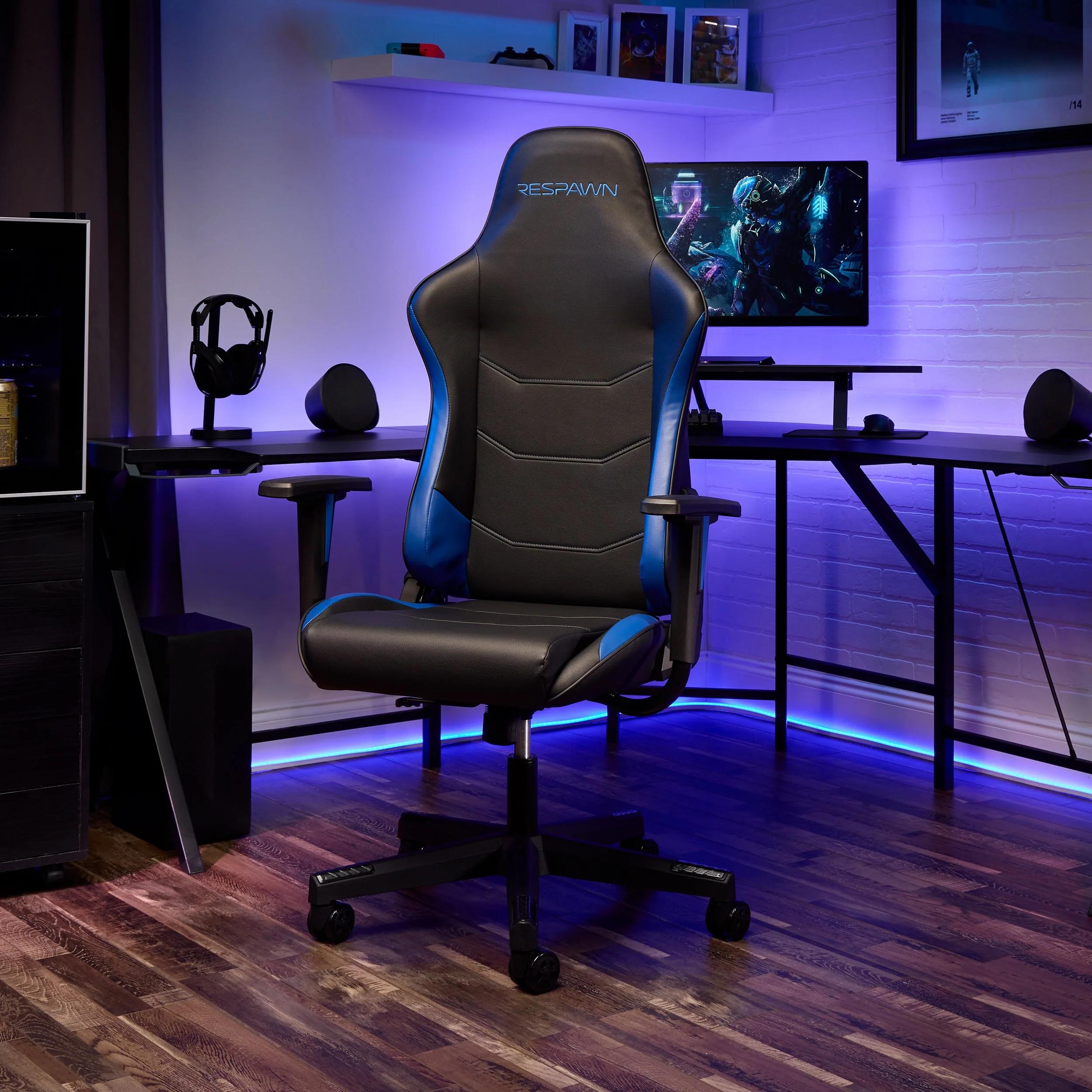 RESPAWN 110 Ergonomic PVC Gaming Chair-Racing Style High Back Office Chair -Integrated Headrest, Recline with Adjustable Tilt Tension & Angle Lock
