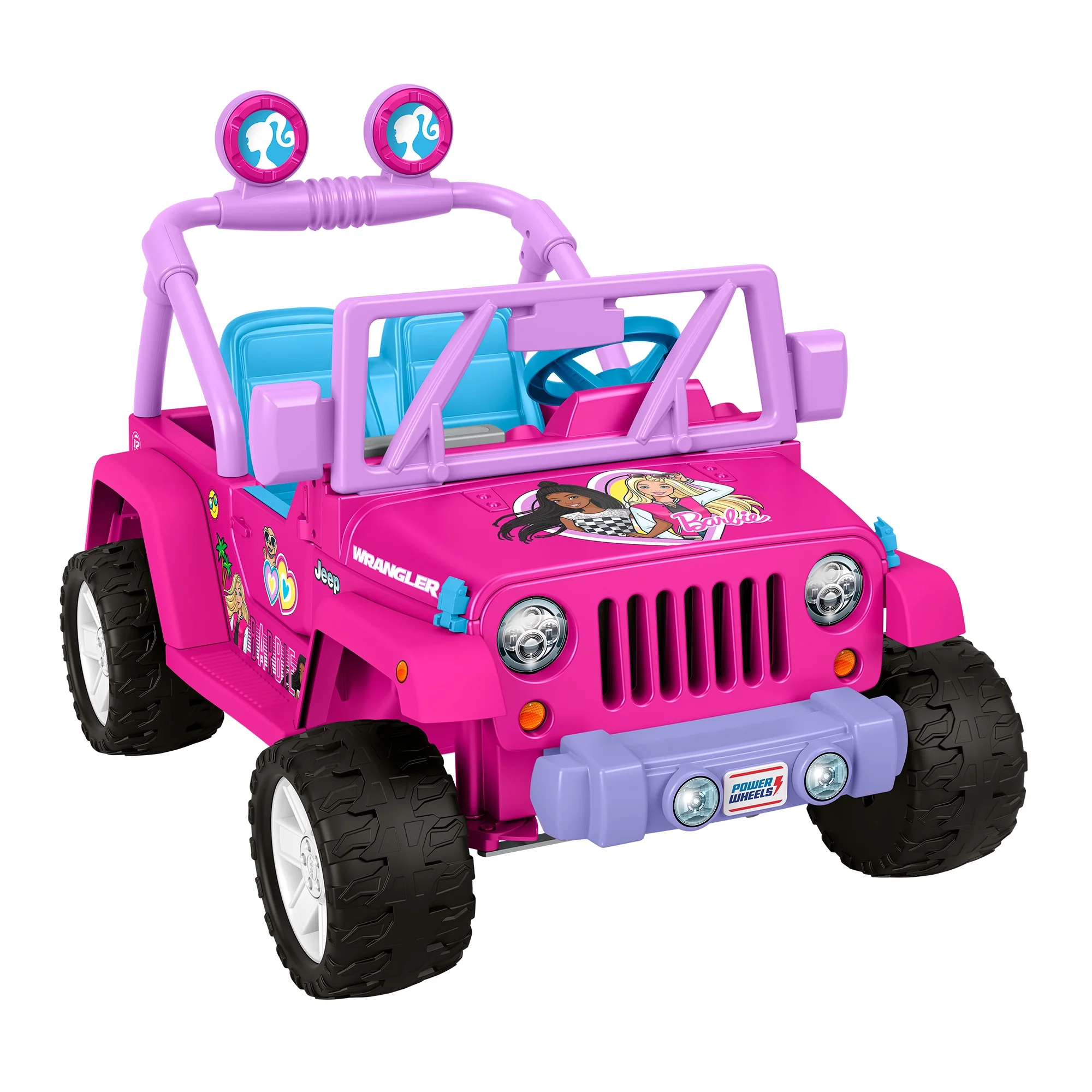 Power Wheels Barbie Jeep Wrangler Ride-On Toy with Music, Battery-Powered Preschool Toy