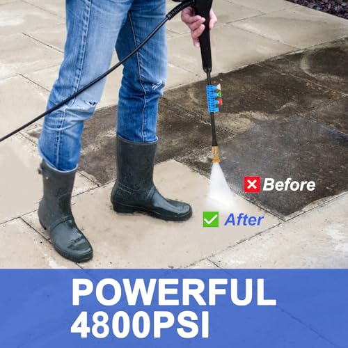 Electric Pressure Washer 4800 PSI 4.0 GPM Power Washers Electric Powered with with 33ft Pressure Hose, 4 Nozzle and Foam Cannon