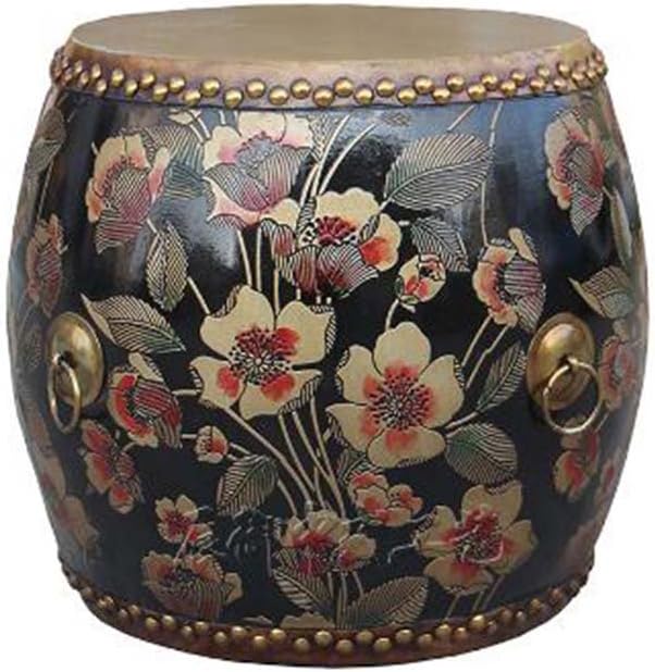 ZHANGRONG- New Chinese Drum Bench Cow Wood Solid Change Shoe Stool Painted Furniture And Other Chairs Sofa Stool Creative Dressing Stool (A Variety