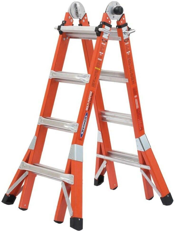 Werner Multi-Position Ladder 18 ft. 300 lbs. Load Capacity Type iA Fiberglass Fmt-17