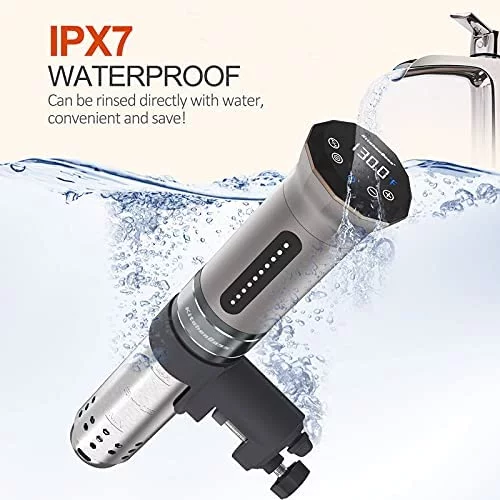 KitchenBoss Sous Vide Cooker Machine: 1100 Watt IPX7 Waterproof Water Thermal Immersion Circulator Accurate Temperature Control Digital Display