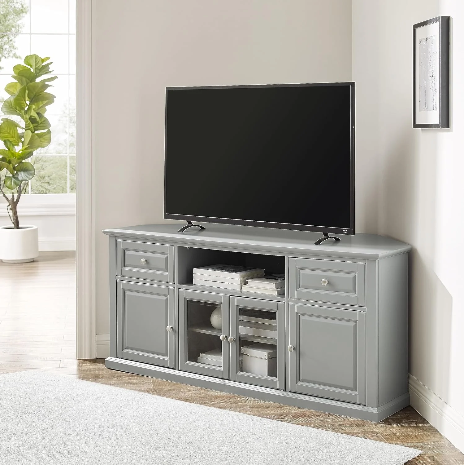 Corner TV Stand - Gray