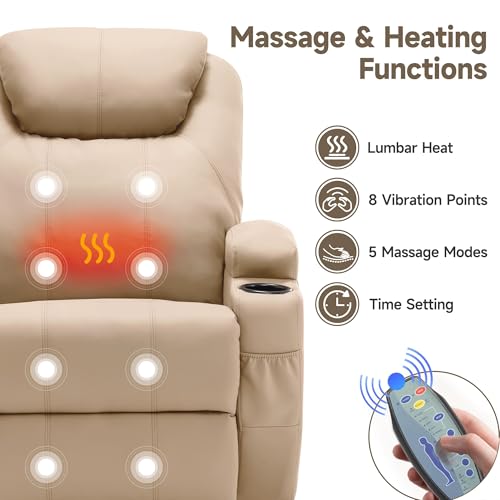 Recliner Chair, Rocking Chair with Massage and Heat, 360° Swivel Recliner Chairs for Adults