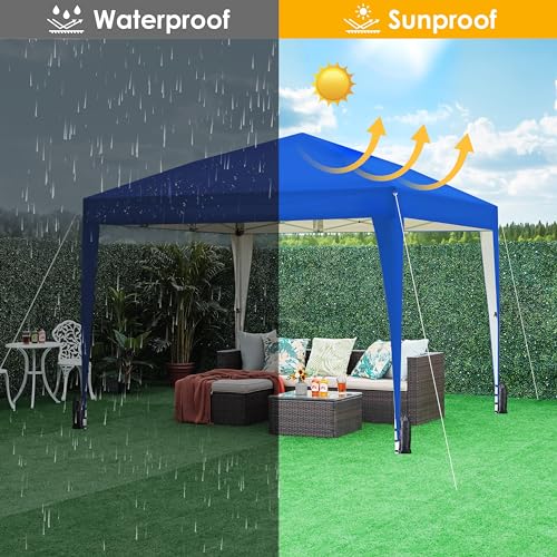 Yaheetech 10x10 Pop Up Canopy with 4 Removable Sidewalls, Portable Enclosed Instant Tent, Waterproof Outdoor Tent, Beach Sun Shelter with 4 Sandbags