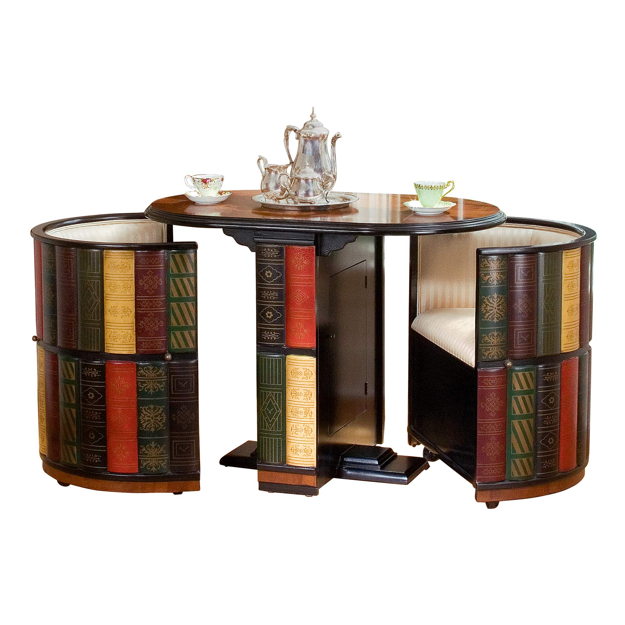 【Furniture】Nettlestone Library Nested Table and Chair Set with Storage MDF Wood, 41" , Full Color