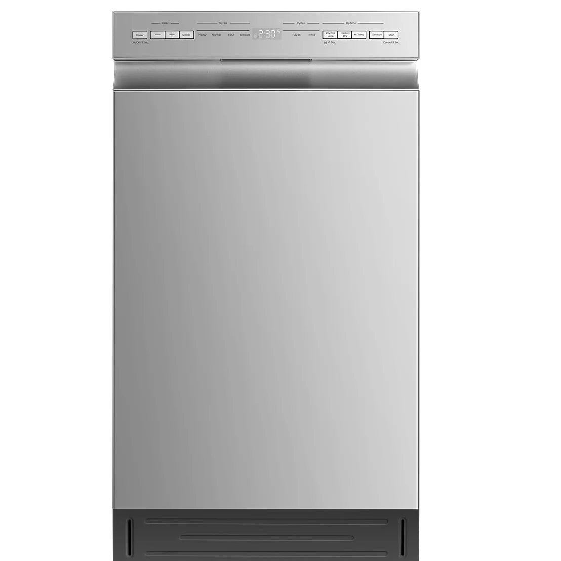 Midea 18" 52 dB Front Control 2-Rack Dishwasher, Stainless Steel Tub, Stainless Steel