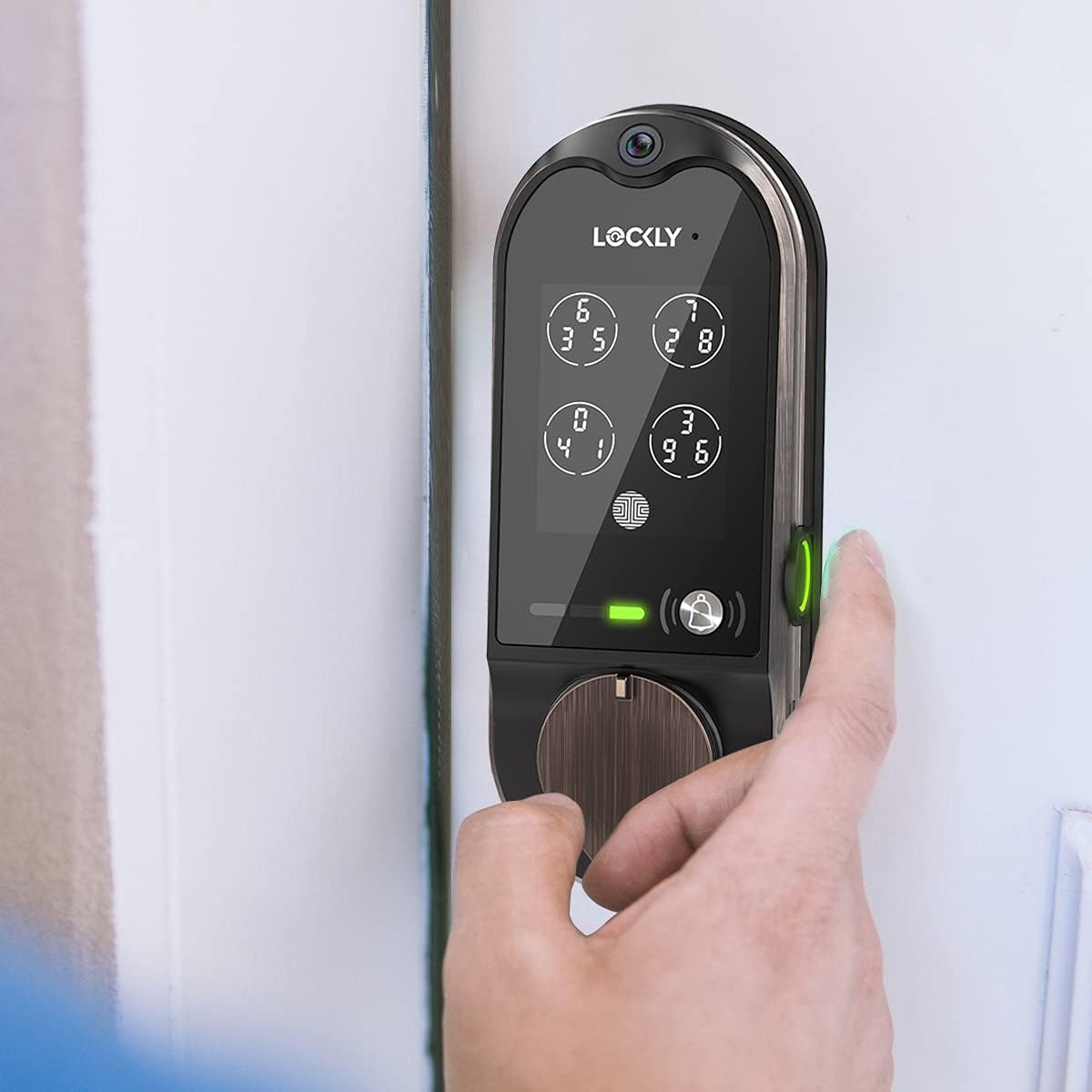 LOCKLY Vision Deadbolt with Video Doorbell Edition Smart Lock PGD798VB, Keyless Entry Door Lock with Fingerprint, Wi-Fi, APP