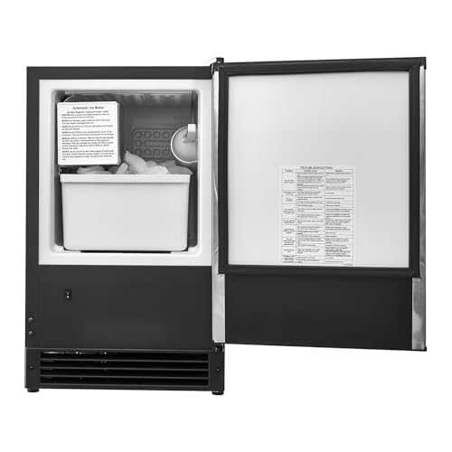 VEVOR Under Counter Ice Maker Machine, Crescent Ice, 25 Lbs/Day Stainless Steel Built in Ice Maker with Reversible Door