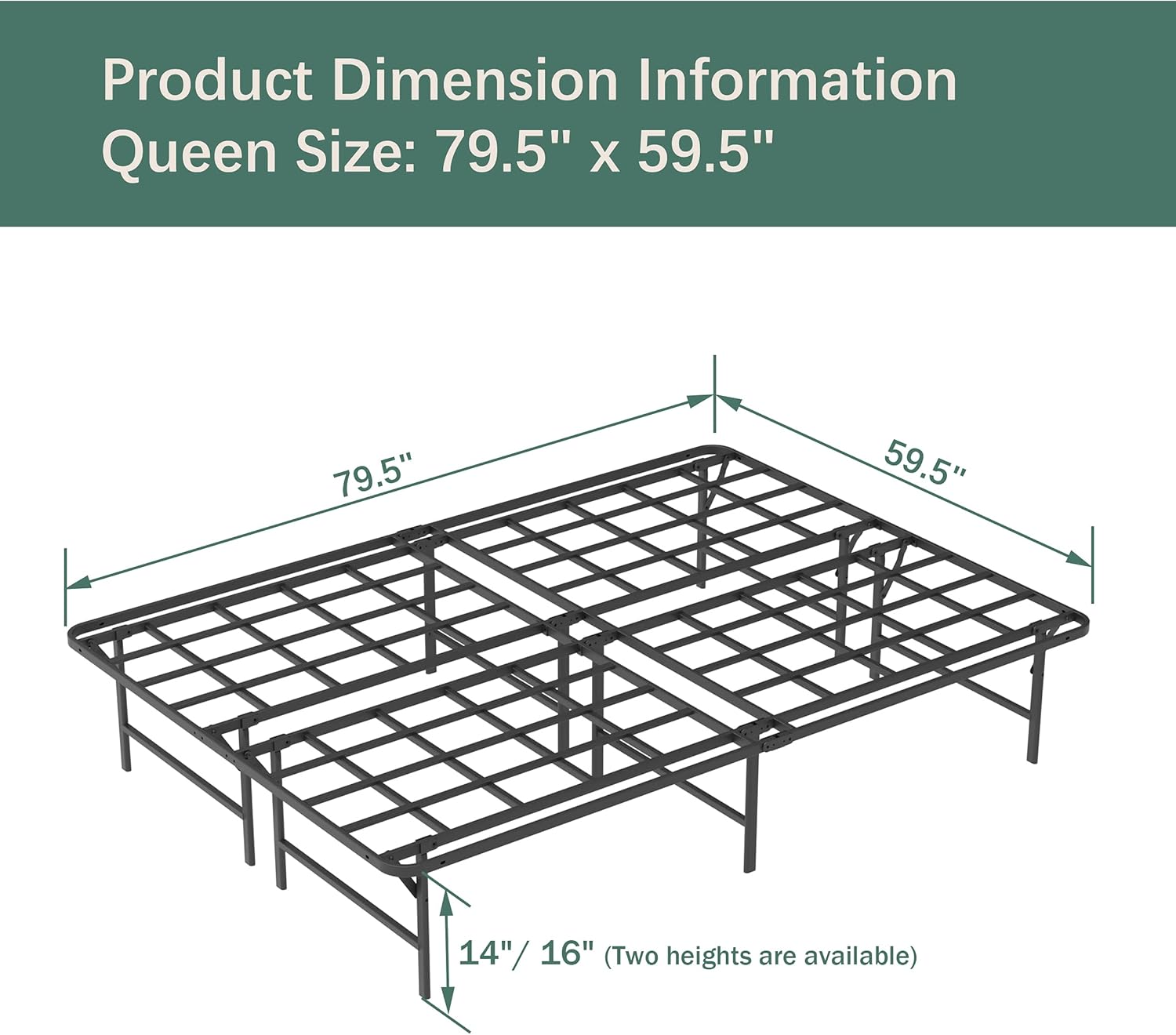 ZIYOO 16 Inch California King Platform Bed Frame Base, Mattress Foundation, Box Spring Replacement, Quiet Noise-Free