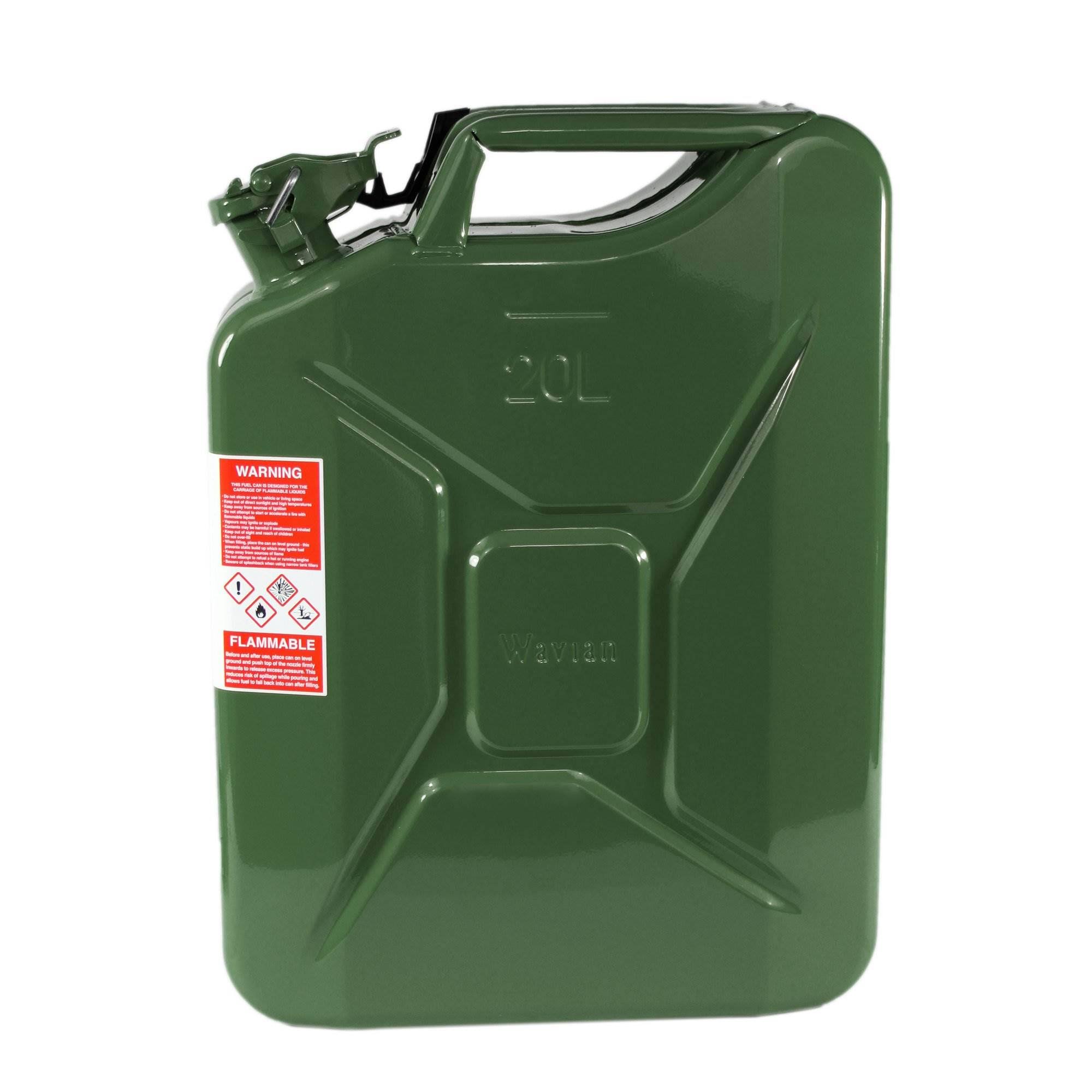 Wavian 3008 Authentic Carb Fuel Jerry Can with Spout, Green, 5.3 Gallon