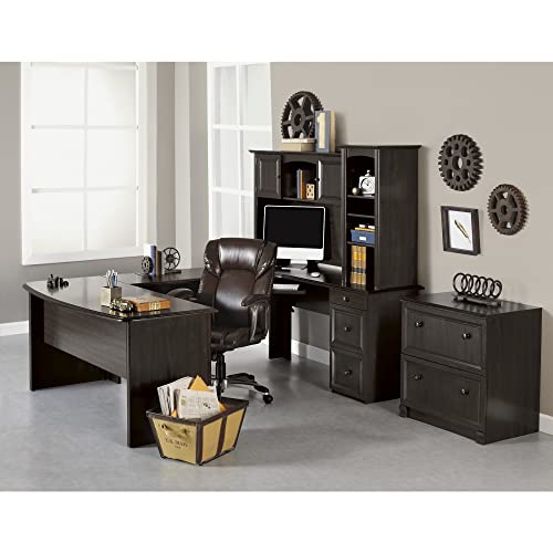 Realspace® Broadstreet 65"W U-Shaped Executive Desk, Walnut