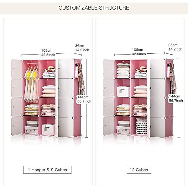 YOZO Cube Storage Organzier Portable Closet Wardrobe Bedroom Dresser (71x14x71 inches) Portable Closet Cube Shelf Armoire Pantry Cabinet, 25 Cubes