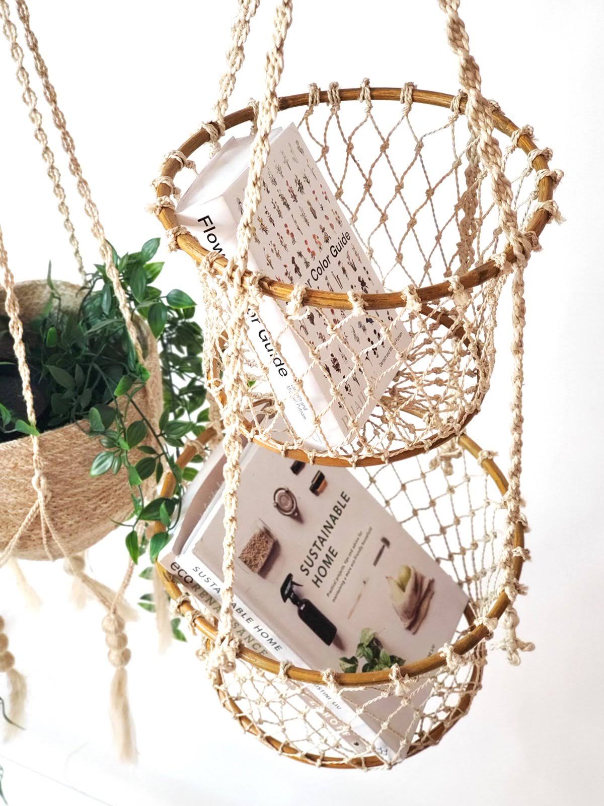 Korissa Jhuri Double Hanging Basket - Brown