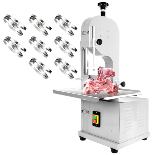 Bone Saw Meat Cutter 1200W Cutter Meat Saw 0.04''-7.8'' Cutting Thickness 20'' x 15'' Table Stainless Steel Meat Band Saws for Butchering 330-500