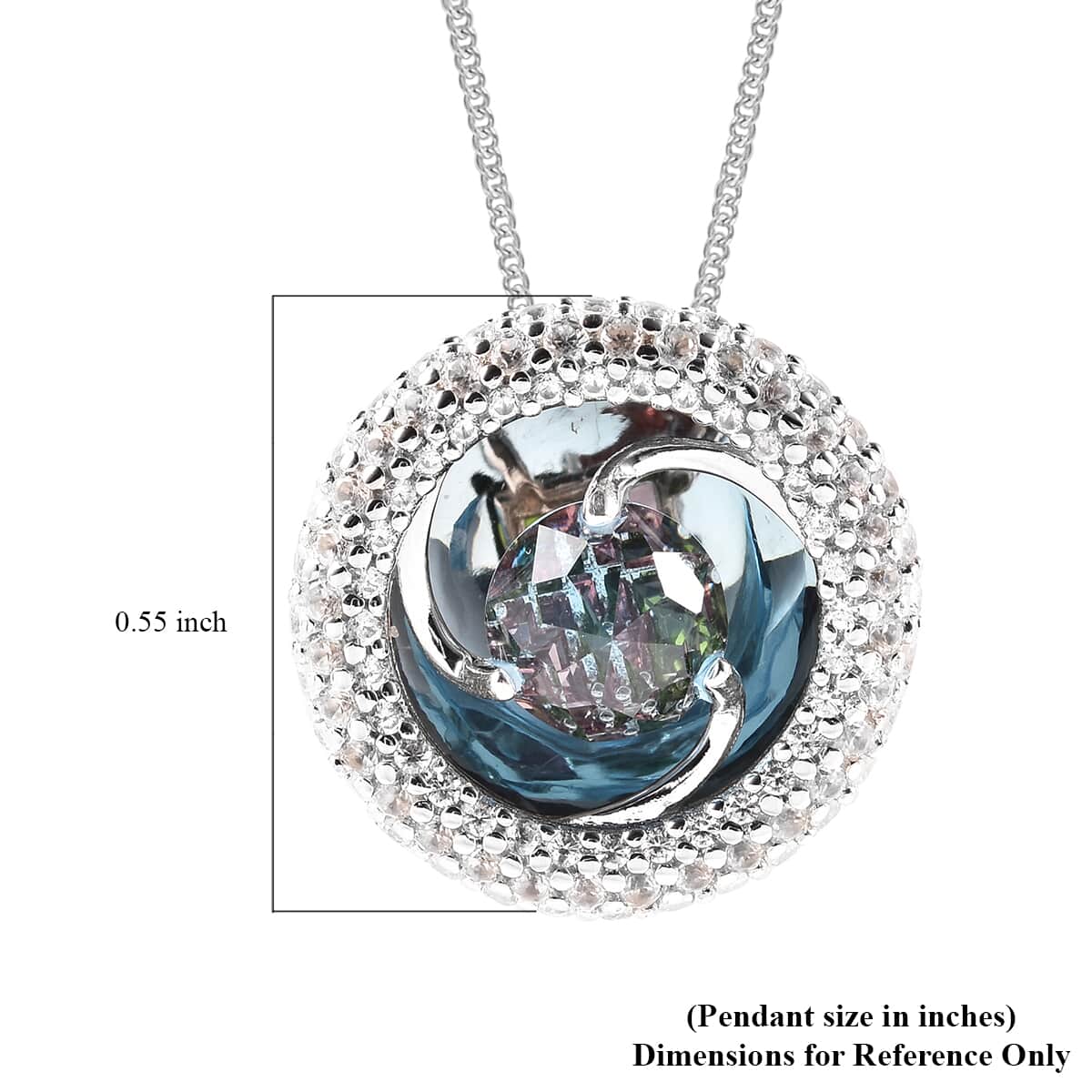 SHOP LC Blue Topaz Red Garnet 925 Sterling Silver Rhodium Plated November Birthstone Pendant Necklace for Women Jewelry Birthday Gifts for Women Size