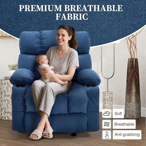 Recliner Chair with Massage and Heat, Rocker Recliner Chairs for Adults, Overstuffed Nursery Rocking Chairs for Living Room