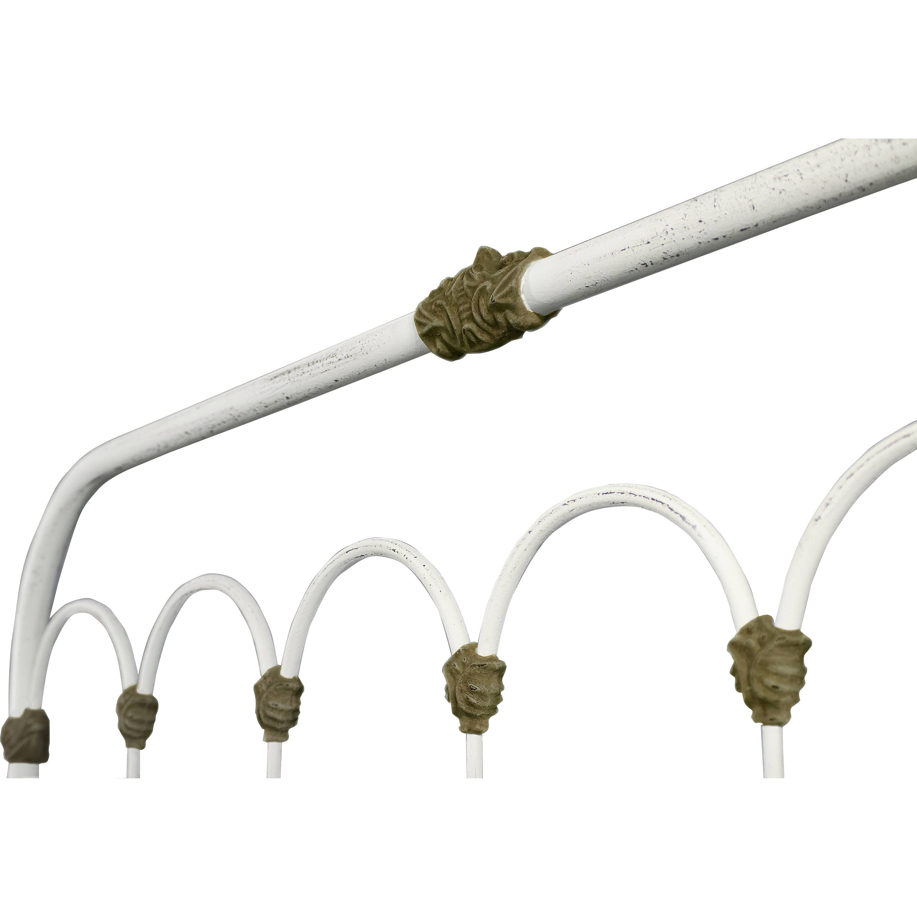 Kathy Kuo Home Grasse French Country Vintage White Iron Bed - Twin | White/Ivory | Metal/Iron
