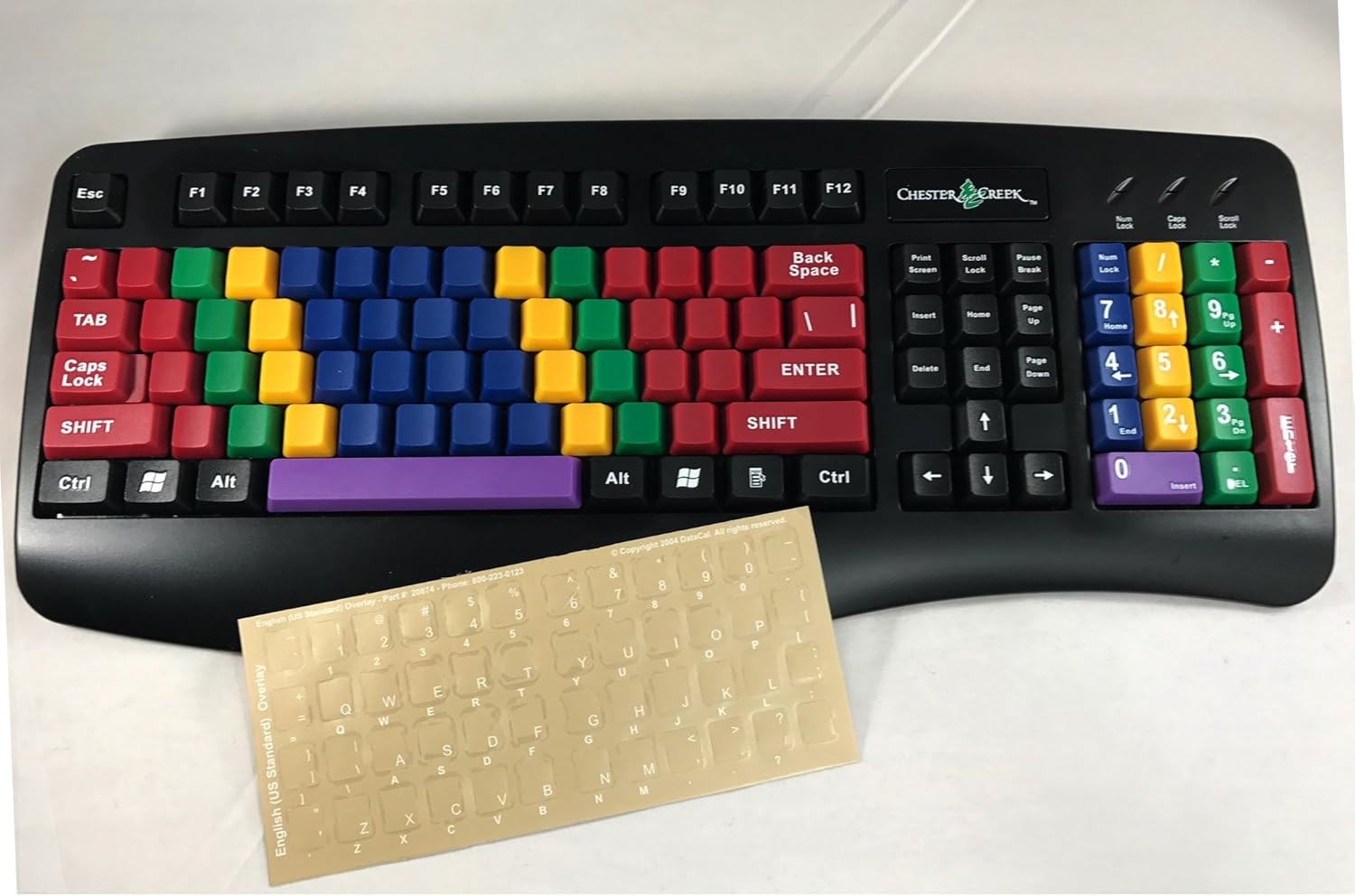 Bundle: LessonBoard Pro USB Wired Blank Keys Computer Keyboard and White US English Characters Transparent Keyboard Stickers Reverse Printed on