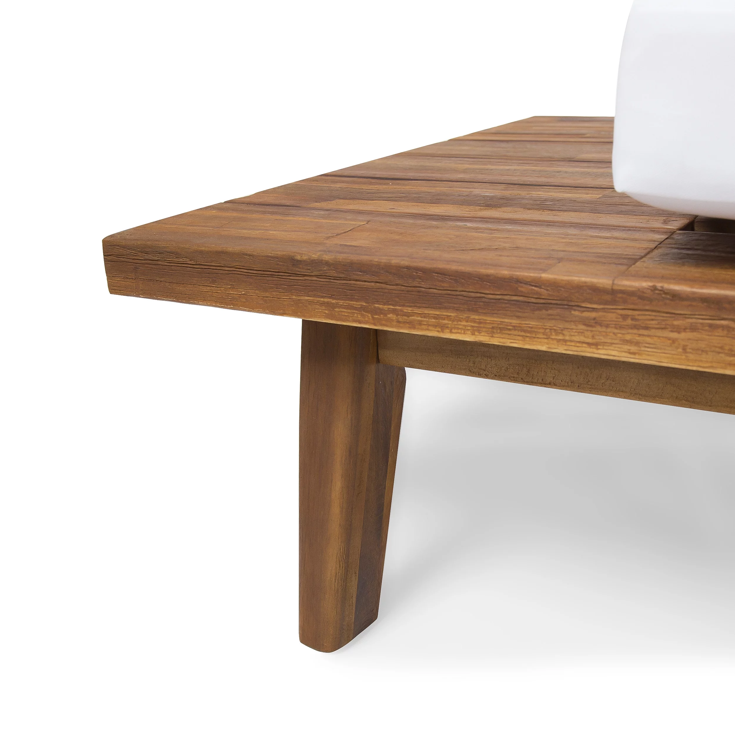 GDF Studio Emmory Minimalist Acacia Wood Left Sided Sofa, Sandblast and White