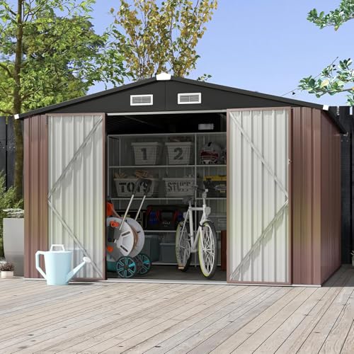 Aoxun 6.2x4 FT Shed Outdoor Storage Shed Metal Garden Shed with Lockable Doors & Slooping Roof Tool Shed Bike Shed for Backyard, Patio