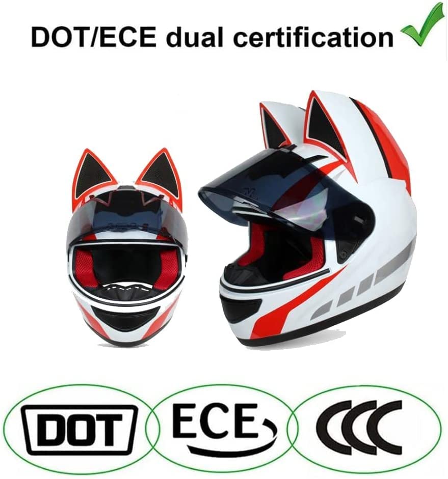 Flip up Motorbike Modular Helmet Full Face Motorcycle Helmet, Locomotive Women Cat Ear Helmet