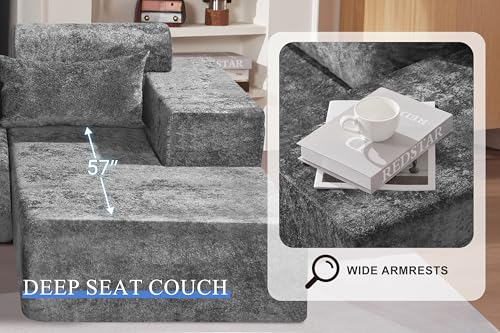 HABUTWAY 105" L-Shape Modular Sectional Sofa Couch for Living Room,No Assembly Required,Modular Comfy Sofa with Deep Seat for Living Room Bedroom