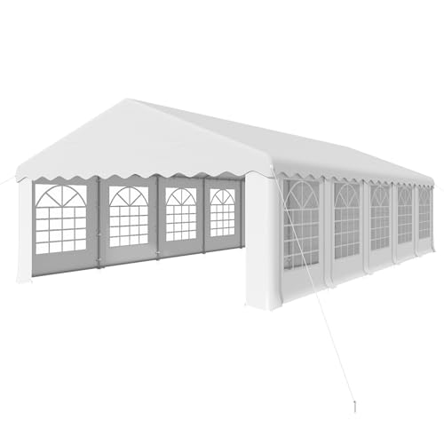 EROMMY 20x50FT White Party Tent, Heavy Duty Outdoor Event Canopy with Removable Sidewalls, Roll-Up Doors and Storage Bags