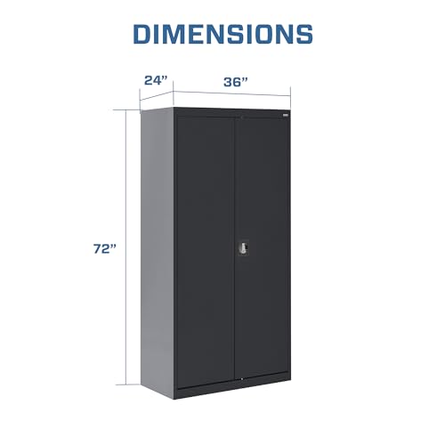 Sandusky Lee EA4R362472-02 Welded Steel Elite Storage Cabinet with Adjustable Shelves, 24" Length x 36" Width x 72" Height, Charcoal