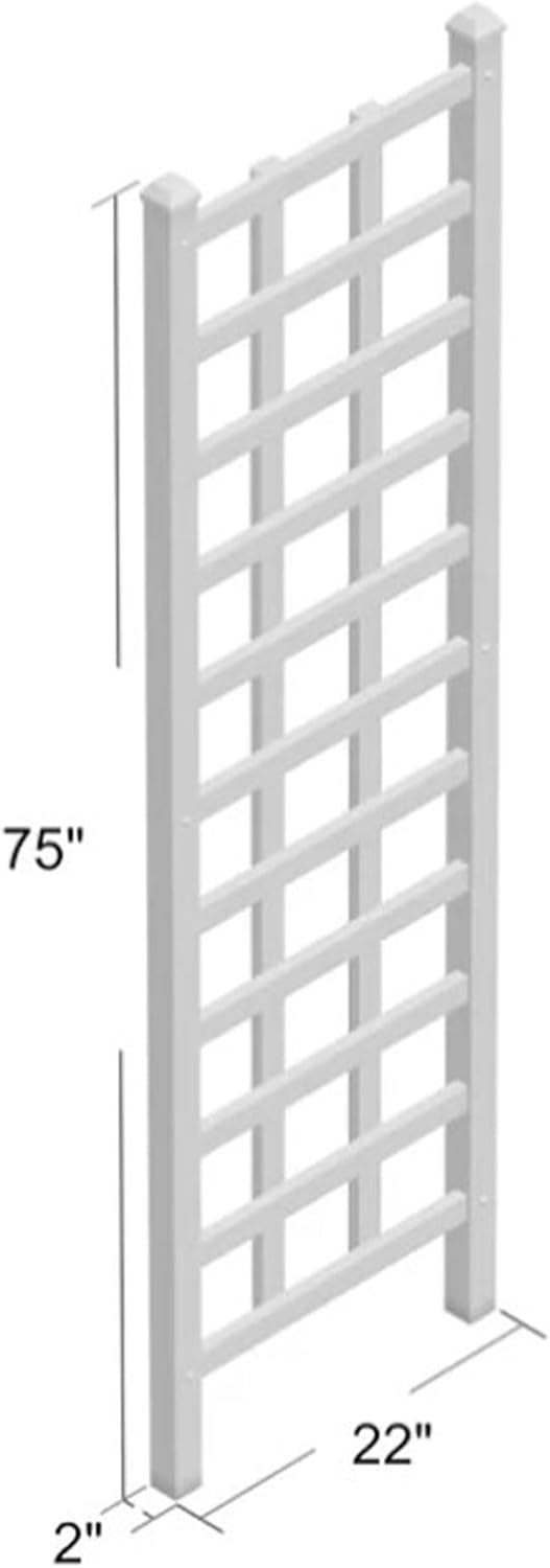 Dura-Trel Providence 22 x 75 Inch PVC Vinyl Outdoor Garden Patio Trellis, with Ground Anchors, White