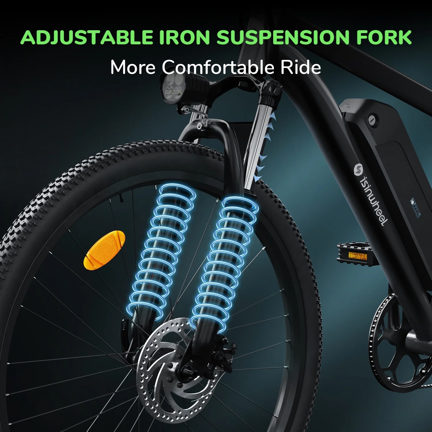 iSinwheel M10-W Electric Bike Adult 500W, 26"Commuting Electric Mountain Bike 20mph 55+ Miles, 36V Removable Battery, Professional 35-Speed