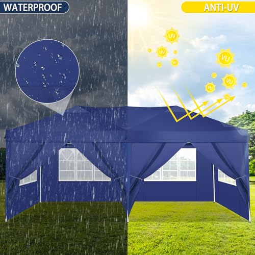 COBIZI Canopy 10x20 Pop Up Canopy Tent with 6 Sidewalls Party Tents for Parties Weddings Backyard Waterproof Canopy Outdoor Commercial Canopy Event
