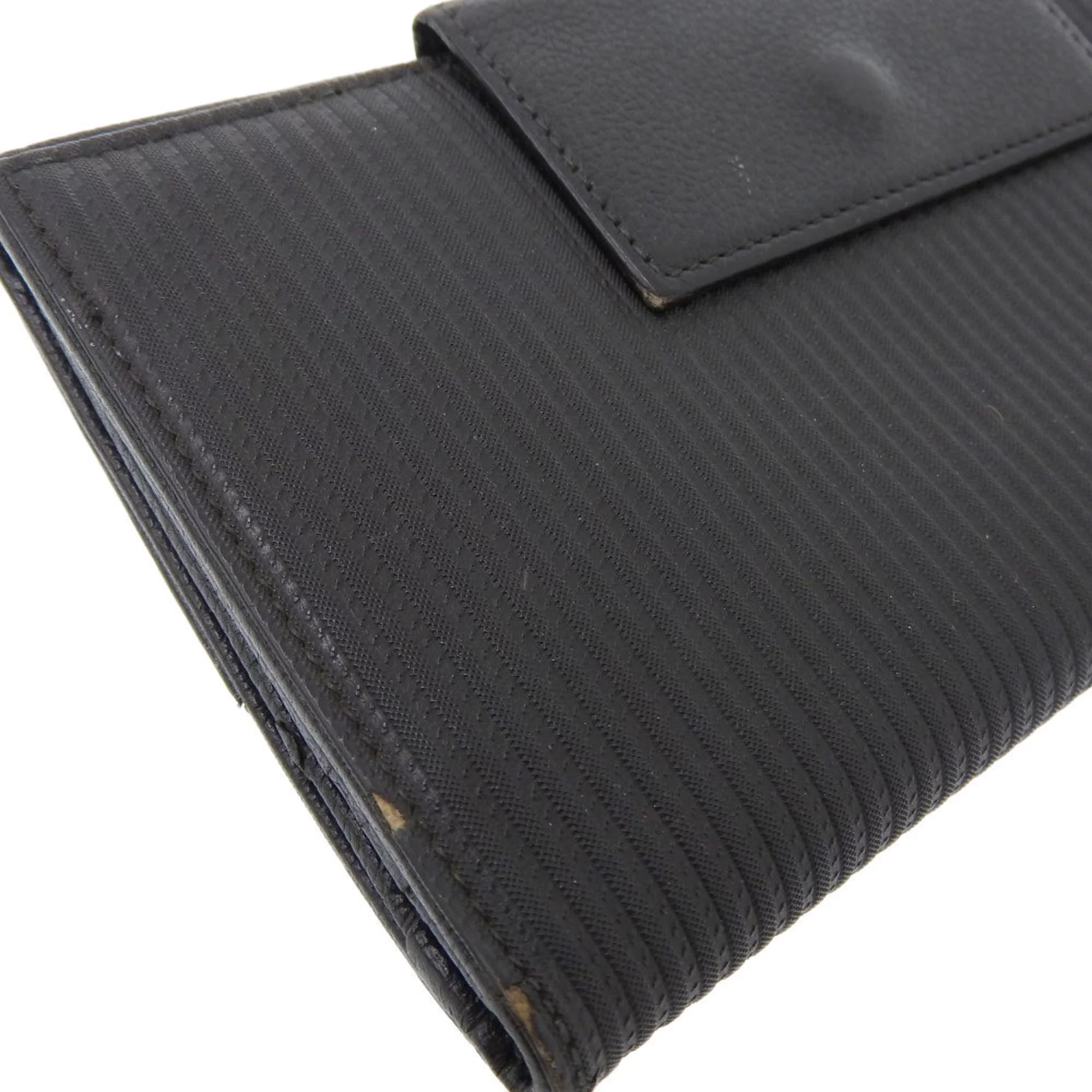 Pre-Owned Bvlgari BVLGARI Logo Millet Ligue Double Hook Long Wallet Leather Black 25556 (Good)