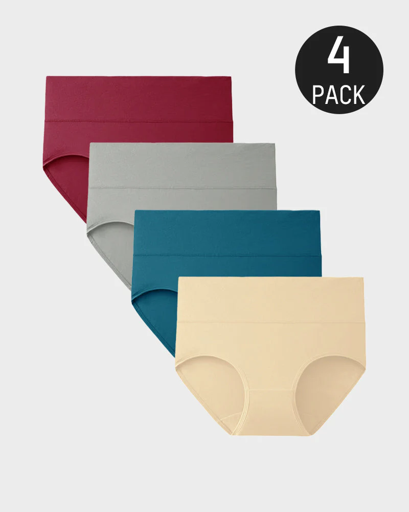 High-Waisted Full Coverage Cotton Briefs(4 pack)