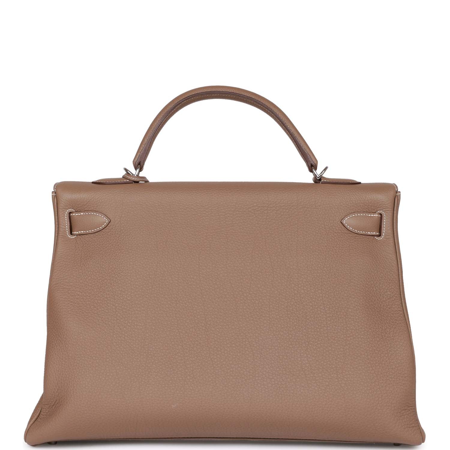 Pre-owned Hermes Kelly Retourne 40 Etoupe Togo Palladium Hardware