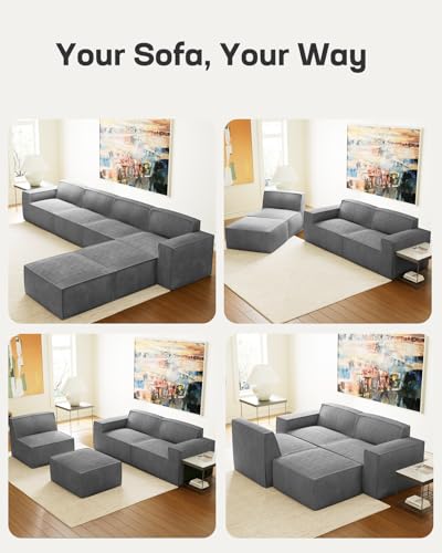 Marsail 142" Oversized Deep U Shaped Modular Sofa, Corduroy Cloud Couches with Deep Seats and High-Back Design