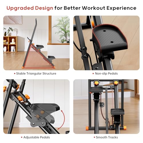 Foldable Stair Stepper Machine - Vertical Stair Climber for Home Gym, Full-Body Cardio Workout Equipment with Adjustable Handlebar & Pedals