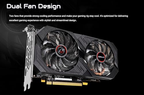 ASRock AMD Radeon RX 570 Phantom Gaming Elite 8GB GDDR5 GPU, 1270 MHz / 7000 MHz, Striped Axial Fan, Silent Cooling