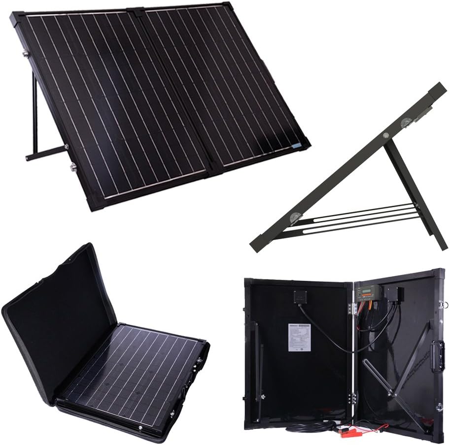 Renogy 100W 12V Monocrystalline Off Grid Portable Foldable 2pcs 50W Solar Panel Suitcase Built-In Kickstand