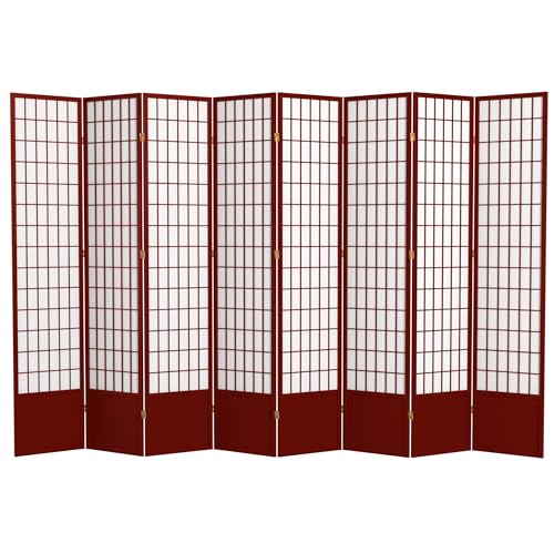 Red Lantern 7 ft. Tall Window Pane Shoji Screen-White-3 Panels Room Divider