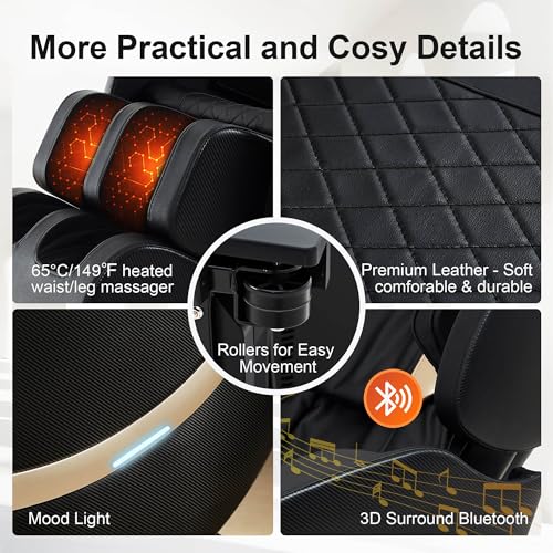 2025 Massage Chair Full Body - Zero Gravity Massage Chair for Back Fatigue with 10 Fixed Rollers, Footrest, Heating, Airbag Massager, Bluetooth