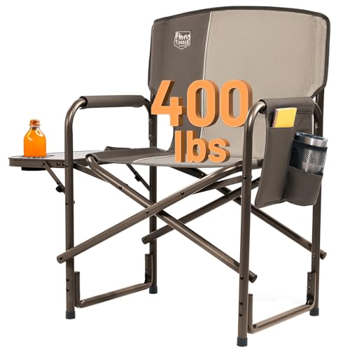 TIMBER RIDGE Folding Rocking Camping Chair, 400lbs Capacity Portable Oversized Outdoor Rocker with Hard Armrests, Cup Holder & Side Pocket